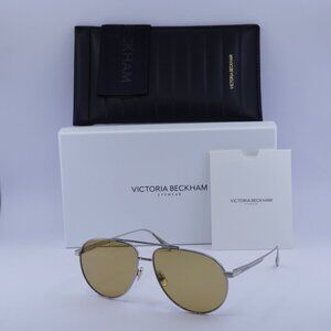 Victoria Beckham VB242S 042 Aviator Sunglasses – Silver/Brown